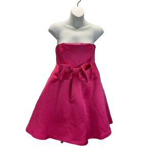 Vintage Betsey Johnson Y2K  Pink Satin strapless prom Dress Size 6‎ Barbiecore p